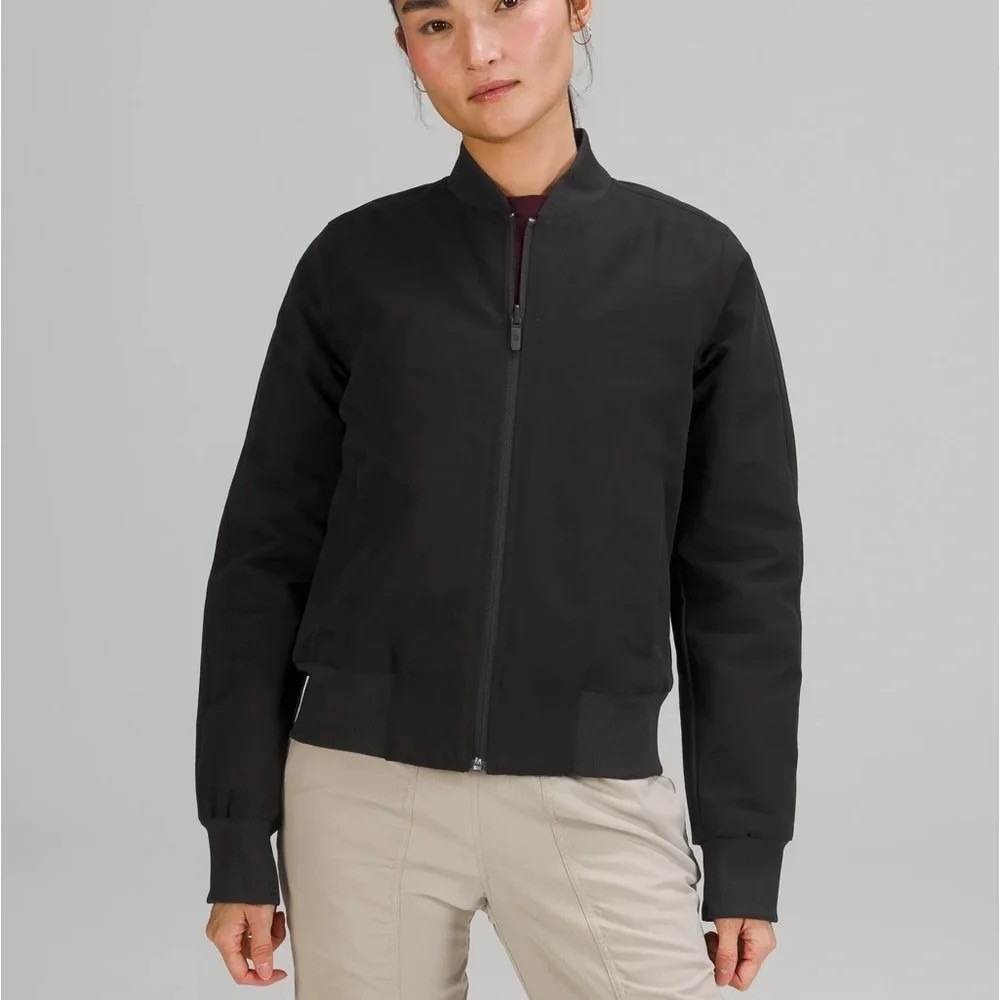 Lululemon Non-Stop Bomber Full Zip Reversible Jacket Black‎ Women's Size 4